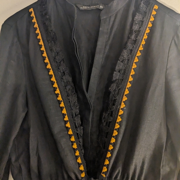 Zara Woman Linen Tunic with Pompom Trims Size S - Picture 4 of 7